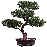 beiyoule Artificial Bonsai Pine Tree, Plastic Simulation Potted Plant DIY Decorative Bonsai, Desk Display Fake Tree Pot Ornaments Home Office Bedroom Living Room Farmhouse Decorations(Style 3)