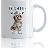 Foyoulame Shih Tzu Gifts Dog Coffee Mugs, Gifts for ShihTzu Lovers Owners Women Coffee Teacup, Christmas ShihTzu DogGifts for Women Men, Life is Better with A Shih Tzu Ceramic CoffeeMug 11oz