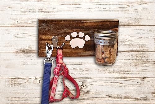 Amazon Com Dog Leash Holder And Mason Jar Treat Holder Barnwood