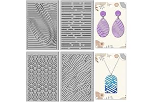 CHGCRAFT 4 Sheets Art Simple Lines Clay Texture Mat Wavy Patterns Polymer Clay Texture Sheets DIY Tools for Pottery Earring Jewelry Making Stamp Engraving Machines, 4x2.6inch