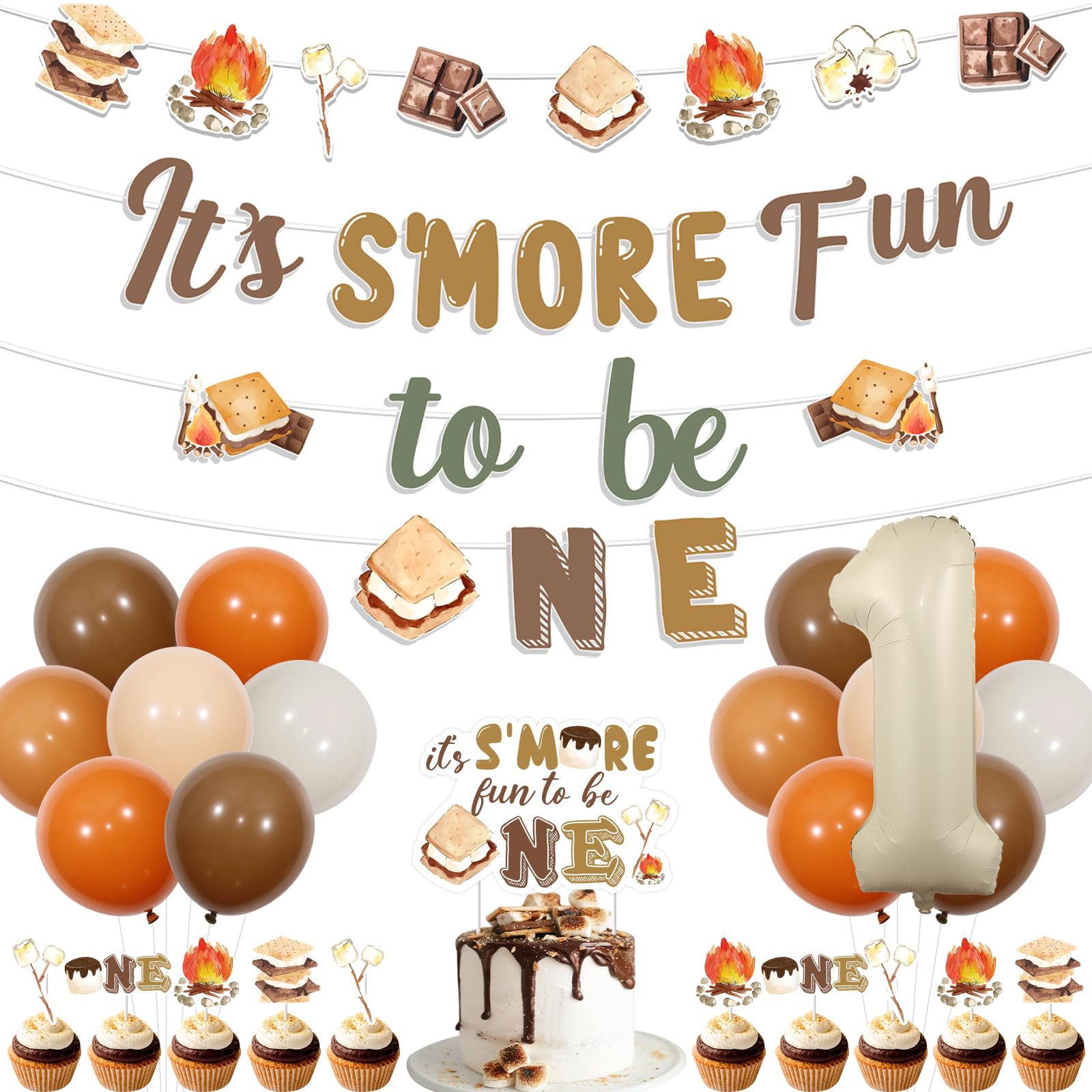 Photo 1 of ***MISSING PARTS***
Balterever S'more Birthday Party Decorations with S'mores Birthday Party Banner Garland It's S'more Fun to Be One Cake Cupcake Toppers for Camping Smore First Birthday Party Supplies