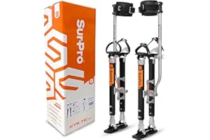 SurPro Single-Sided Magnesium Drywall Stilts, 26” - 40” Height, Interlock Enhanced Contractor-Grade Stilts (S1-M-2640) for Drywallers, Painters, Ceiling Work, Stilts Drywall