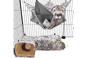 EAEDMY Guinea Pig Ferret Rat Corner Tunnel and Hammock, Safe Construction, Suitable for Small Pets, Easy to Clean, Convenient Installation