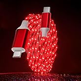 LED USB C to C Cable Starry Light Up Type C Fast Charging Cable Lighted USB C Charger Cord Compatible with Phone 16 15, Samsung Galaxy S24 S23, Pixel and More 3.3FT(Red)