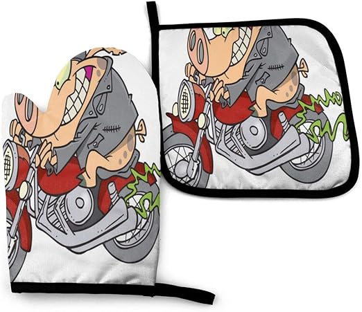 Download Amazon.com: Oven Mitts and Pot Holders Sets, Cartoon Pig ...