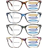 MAEOWN Progressive Multifocal Reading Glasses Blue Light Blocking Spring Hinge Readers Pattern Print Eyeglasses for Women