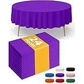 Niuara Purple Plastic Table Cloth - 24 Pack 84" Round Disposable Tablecloths for Round Tables, Waterproof Table Cover for Holiday Parties & Gatherings