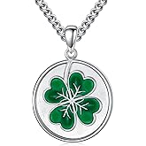 Lattd 4 leaf Clover Necklace 925 Sterling Silver Green Clover Pendant Jewelry for Men Women Birthday Valentines Christmas Gifts