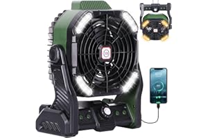TDLOL 20000mAh Portable Camping Fan Rechargeable Portable fan for Travel Battery Powered Fan with LED Lantern,270° Rotation,USB Desk fan Battery Rechargeable Fan Tent Fan for camping essentials with Hook