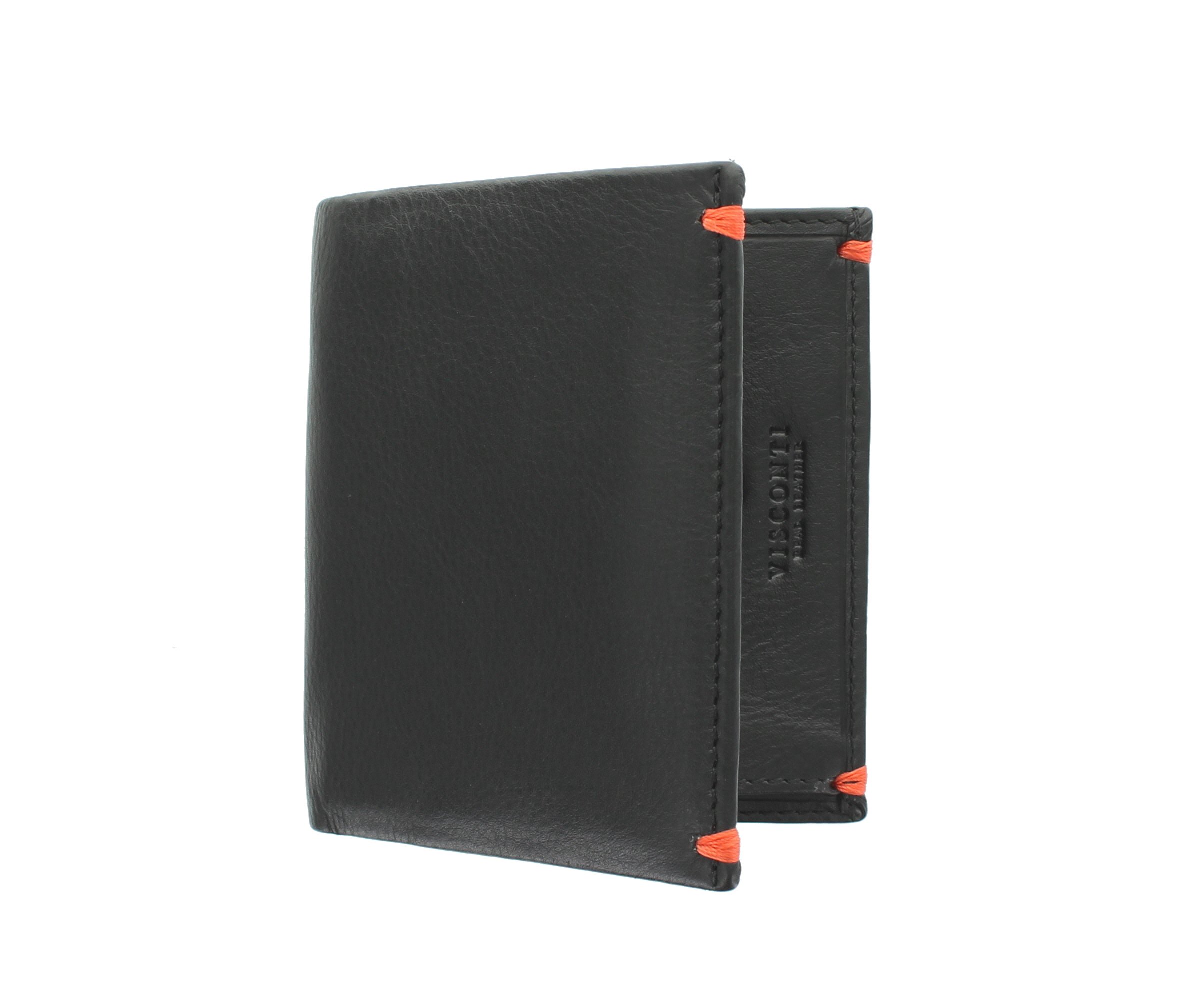 VISCONTI Alpine Collection BRIG Slim Leather Wallet RFID Blocking AP61 Black/Orange