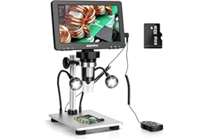 GOCHIFIX 7" LCD Digital Microscope 1200X for Adults,12MP 1080P Solding USB Microscope with 10 LED Lights-Ideal for Coin Collectors Electronics Enthusiasts, Windows/Mac OS Compatible,PC View, 32GB