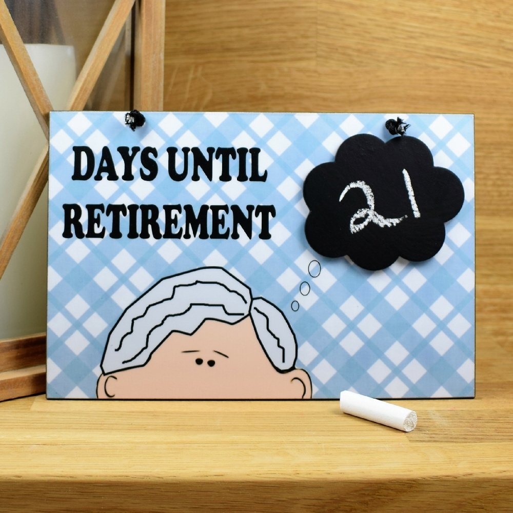 Days Until Retirement Chalkboard Countdown Plaque Handmade Wooden Home