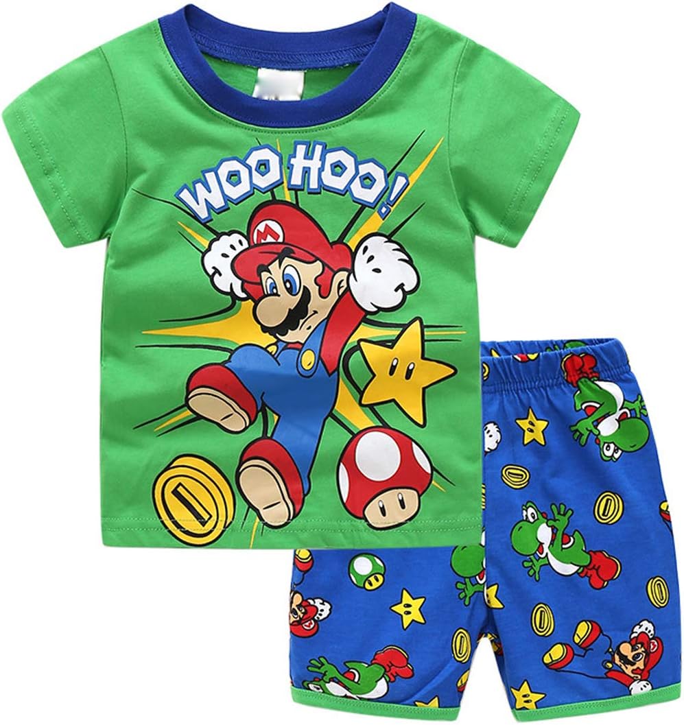 Boys Super Hero Pajamas Set Summer Kids Nightwear 100% Cotton Cartoon Sleepwears 2-7T