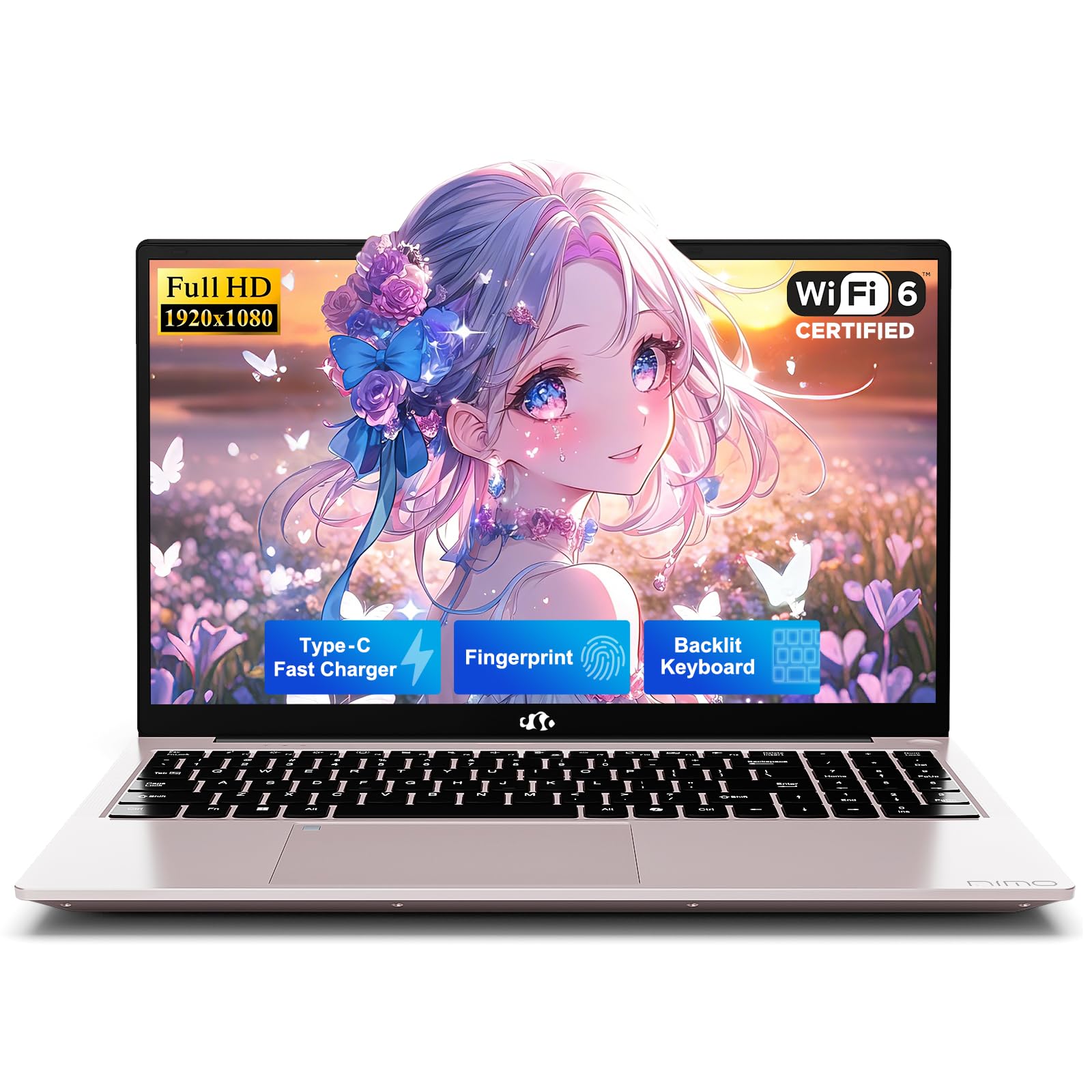NIMO 15.6" FHD Laptop, 16GB RAM 1TB SSD 13th Gen Intel Twin Lake (up to 3.6GHz Beat i3-10110U) for Student & Office with 2 Year Warranty 65W Type-C, 53.58Wh Battery Backlit Keyboard Fingerprint