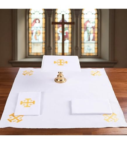 Windkream White Communion Table Runner – 24x62 Inches With Embroidered Cross For Church Altar & Baptism - View #3