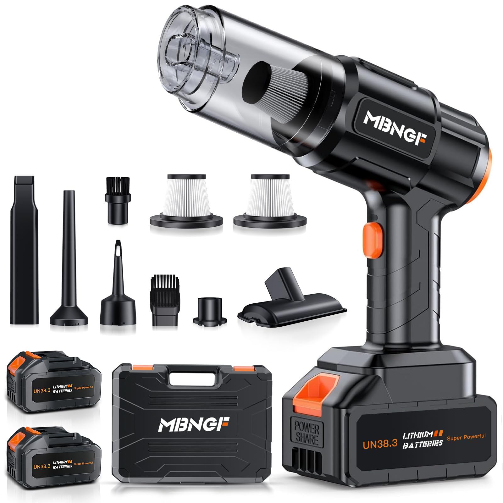 Photo 1 of ** missing battery chargerMBNGF Car Vacuum Portable Cordless,35000PA High Power Suction & Blower, Cordless Handheld Vacuum Cleaner for Car, Home, Office, Pet?Dazzling Black?