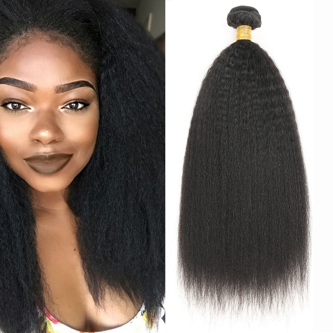 Aligogo Kinky Straight Hair 1 Bundles 8a Yaki Human Hair Weave 100
