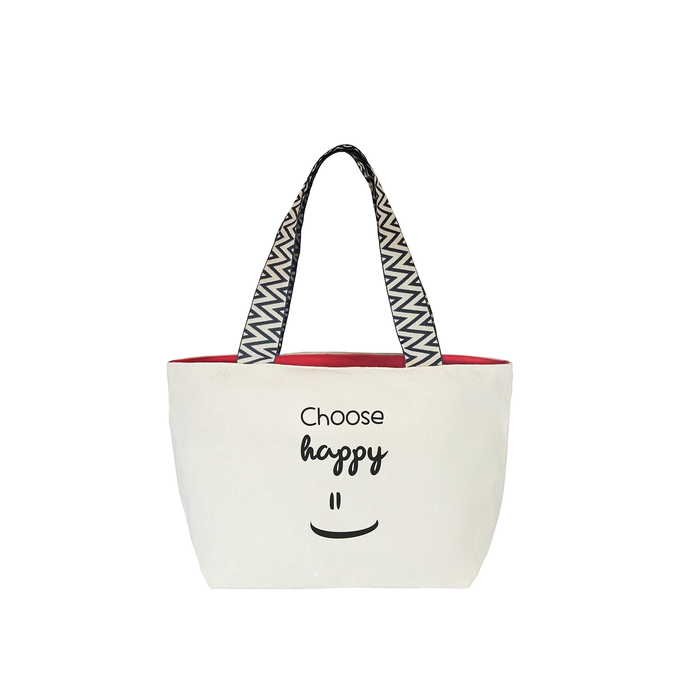 hello-bags. Premium canvas bag for women. With external zip and zipped pocket inside. Includes a red, premium canvas lining. Gift presentation. Colour: Black/Ecru. 19.68 x 11.81 in.