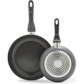 GreenLife Essentials 8" & 10" Frying Pan Skillet Set, PFAS-Free Ceramic Nonstick, Induction Ready Cookware, Dishwasher Safe, Charcoal Gray