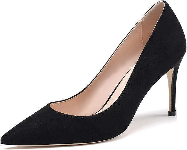 Amazon.com | YODEKS Pointed Toe Stilettos High Heels for Women Comfort Slip On Suede Leather 