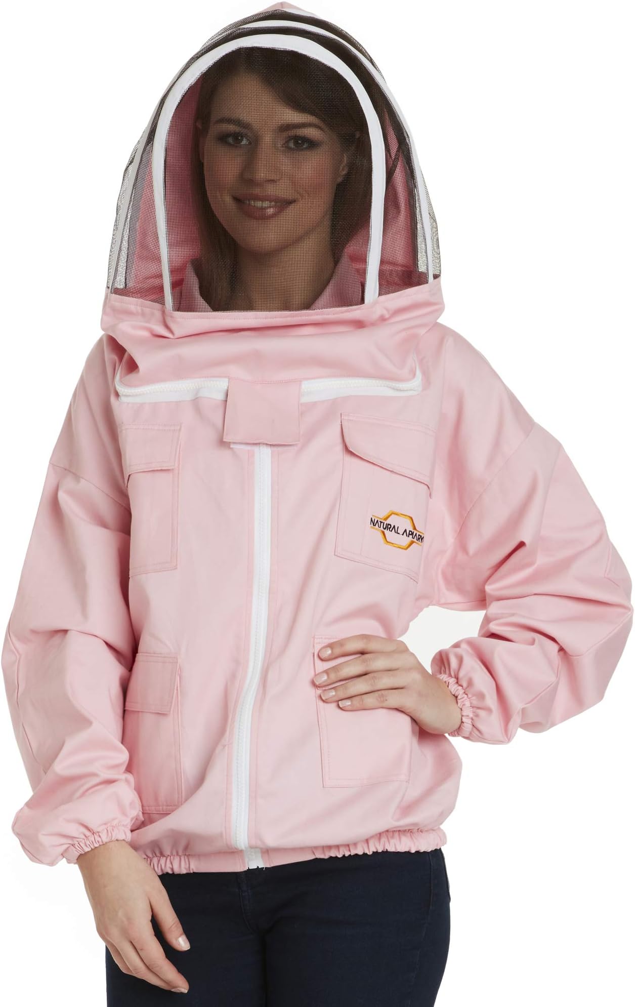 Natural Apiary - Apiarist Beekeeping Jacket (Suit) with 1 x Non-Flammable Fencing Veil Mesh - Total Protection for Backyard & Beginner Bee Keepers
