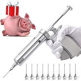 NEWTRY 50ML Continuous Livestock Syringe Adjustable Poultry with 10 Needles | Semi Automatic Syringe Adjustable Poultry Gun Stainless Steel with 10 Needles for Horse Sheep Cattle