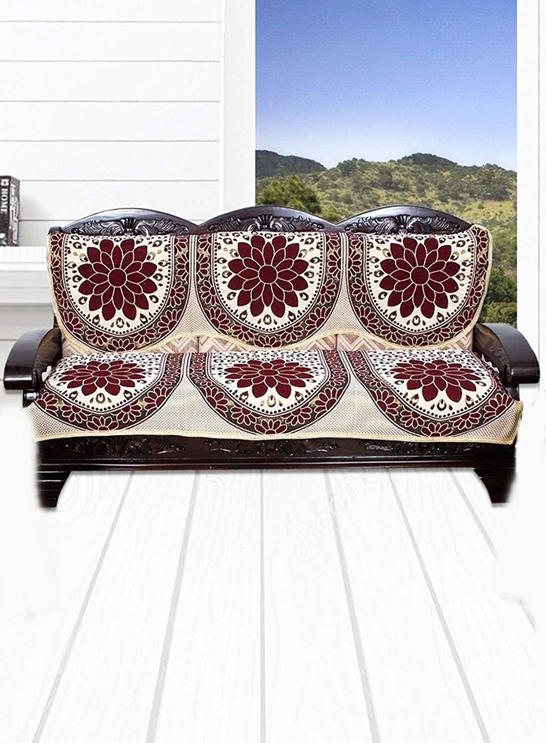 Urban home Cotton 3 Seater Sofa Cover (Set of 2)