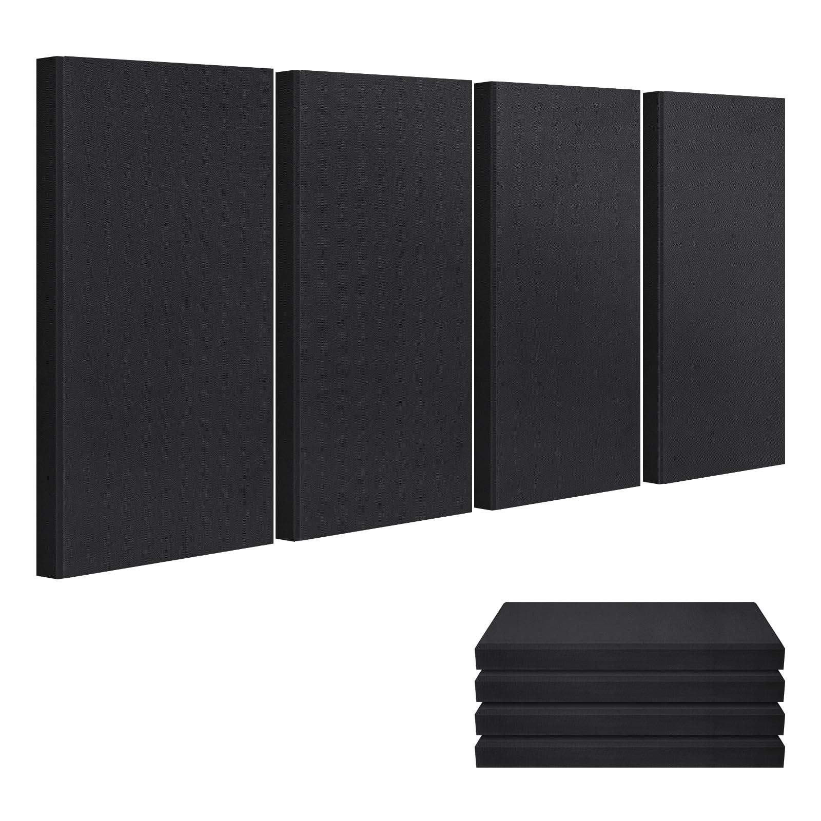 Photo 1 of 23.62" X 11.81" X 2" Fiberglass Wall Panel, 4 Pack Acoustic Panels, Acoustic Panels Sound Absorbing for Office, Studio, Home Theatre - Black
