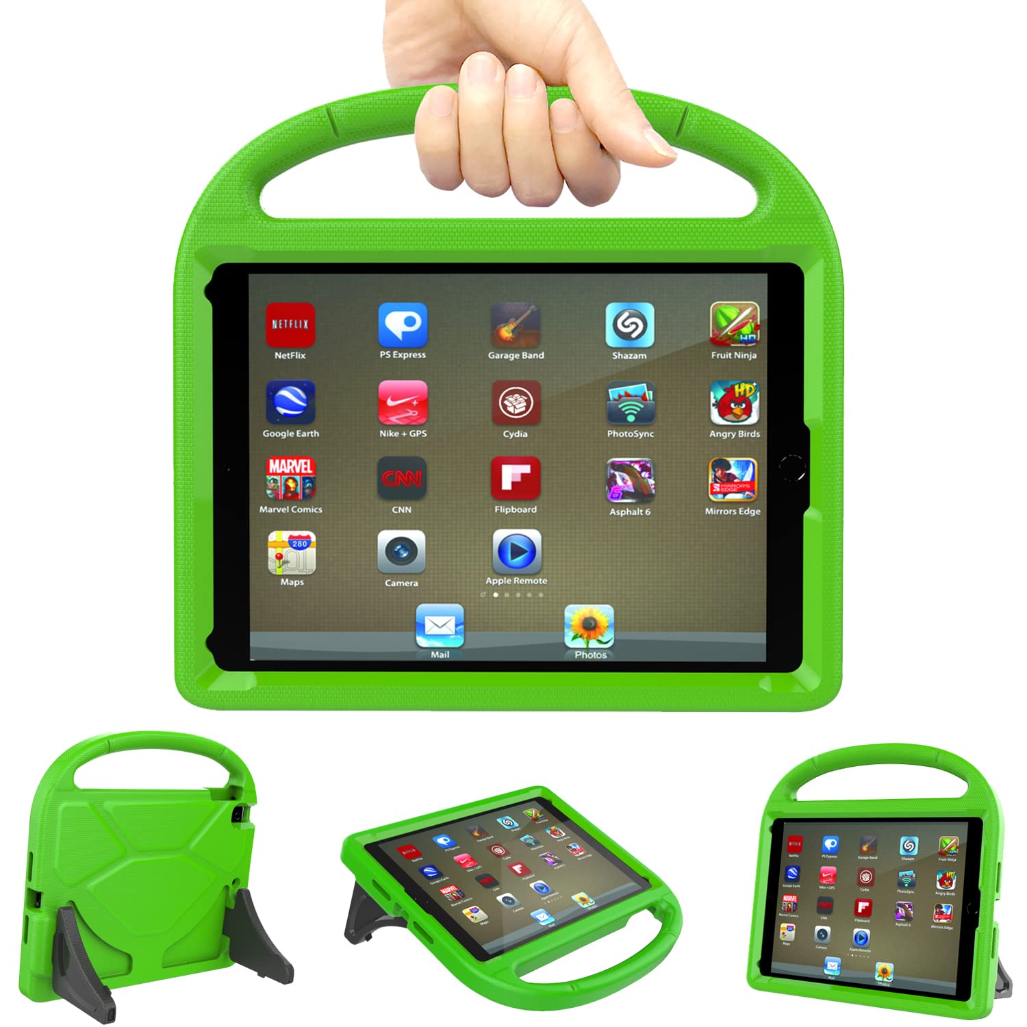 TrendGate Case for iPad 9.7 Inch - Lightweight Shockproof Kids Cover with Handle and Kickstand for iPad Air/Air 2/Pro 9.7 Inch - Green