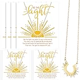 Landical 12 Sets Gold Sun Necklace with Bible Verses Cards Christian Party Gifts for Women Sun Pendant Necklace Bulk for Christian Religious Jewelry Gifts