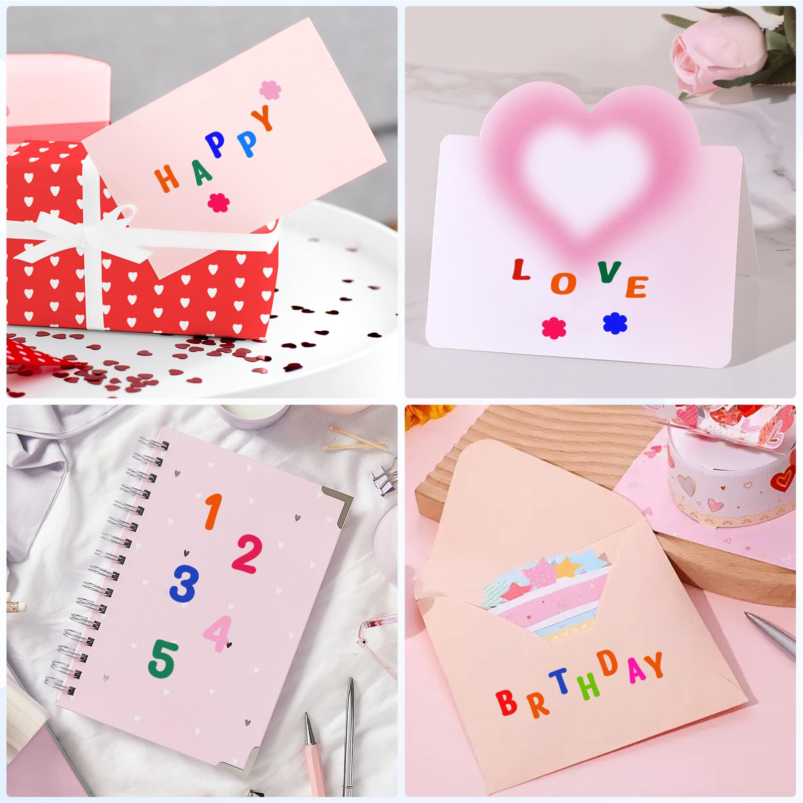 1512 Letter Stickers, 12 Sheets Alphabet Sticker, Vinyl Letters, Mailbox Numbers, Self Adhesive Sticks for Scrapbook, Graduation Cap, Water Bottle, Windows, 1 inch Multicolor Stick on Letters