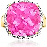 Ross-Simons 18.00 Carat Pink Topaz and .16 ct. t.w. Diamond Ring in 14kt Yellow Gold