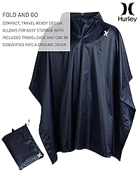 Hurley Adult Unisex Rain Poncho – Packable Hooded