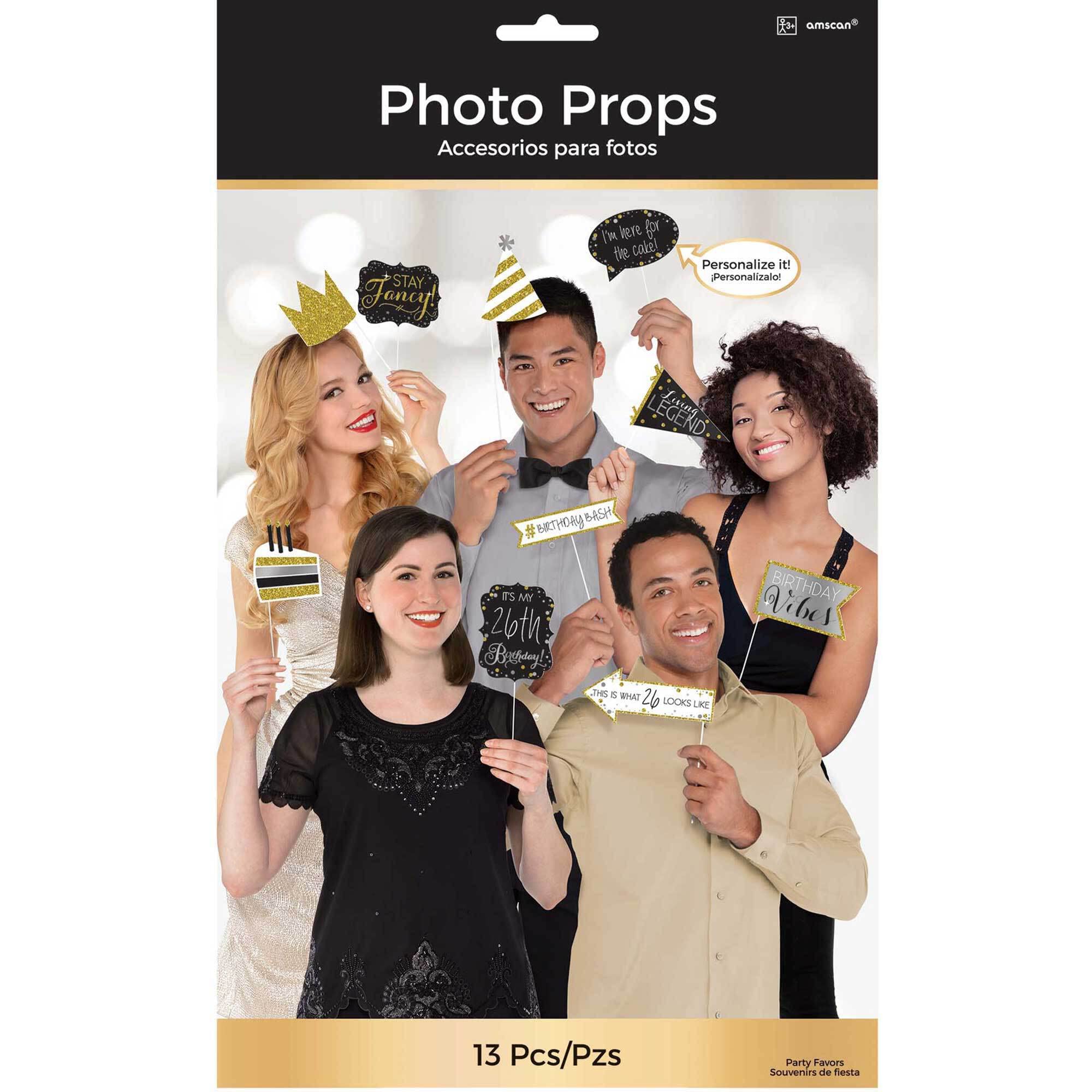 (PKT) Adult Gold Celebration Personalised Giant Photo Props