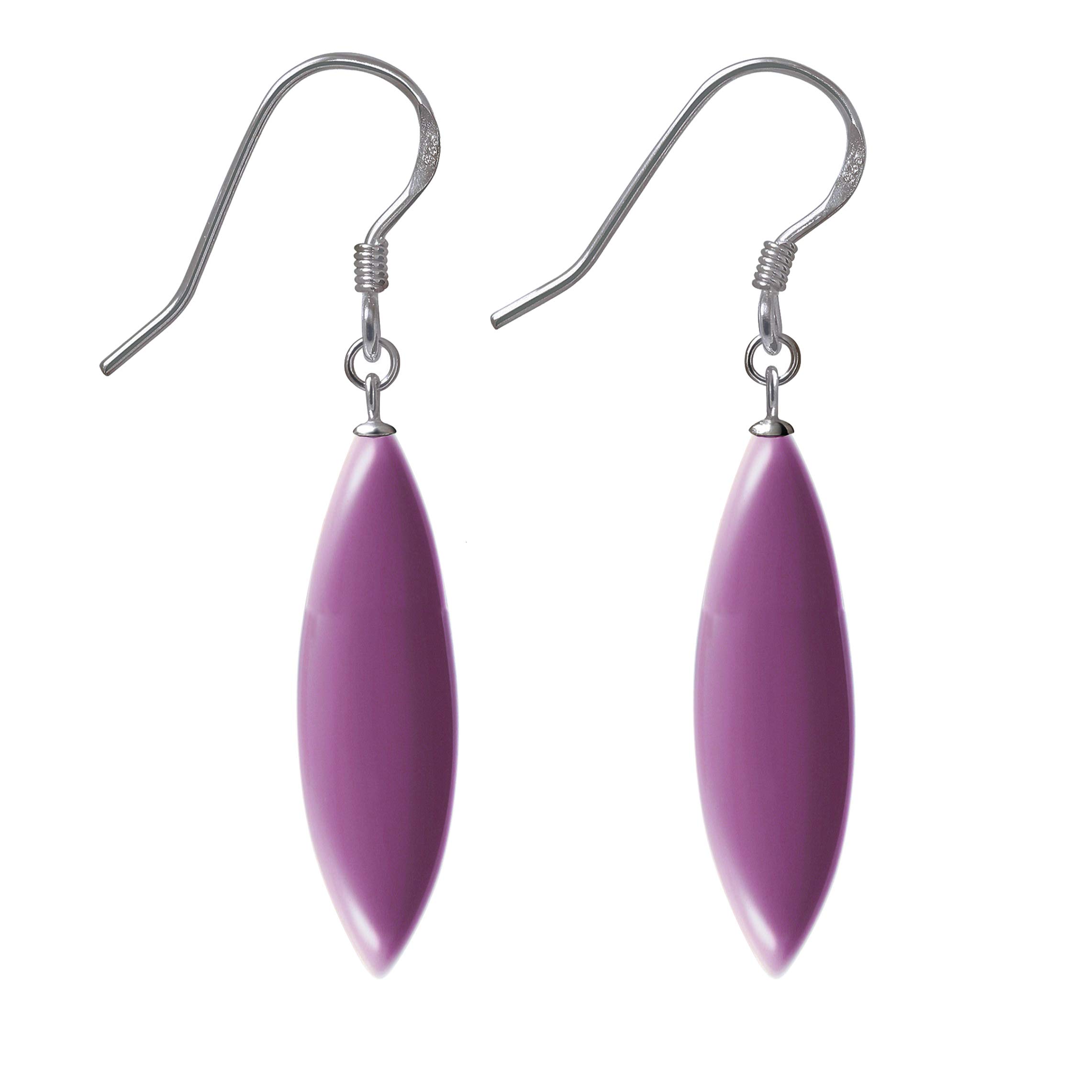 Franki Baker Long Dangle Drop Natural Purple Phosphosiderite & Sterling Silver Earrings. Length: 5cm