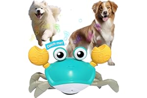 DQMOON Crawling Crab Dog Toys,Escaping Crab Dog Toy with Obstacle Avoidance Sensor,Interactive Dog Toys with Music Sounds & Lights for Dogs Cats Puppy/Small/Medium Christmas Birthday Gifts Pets