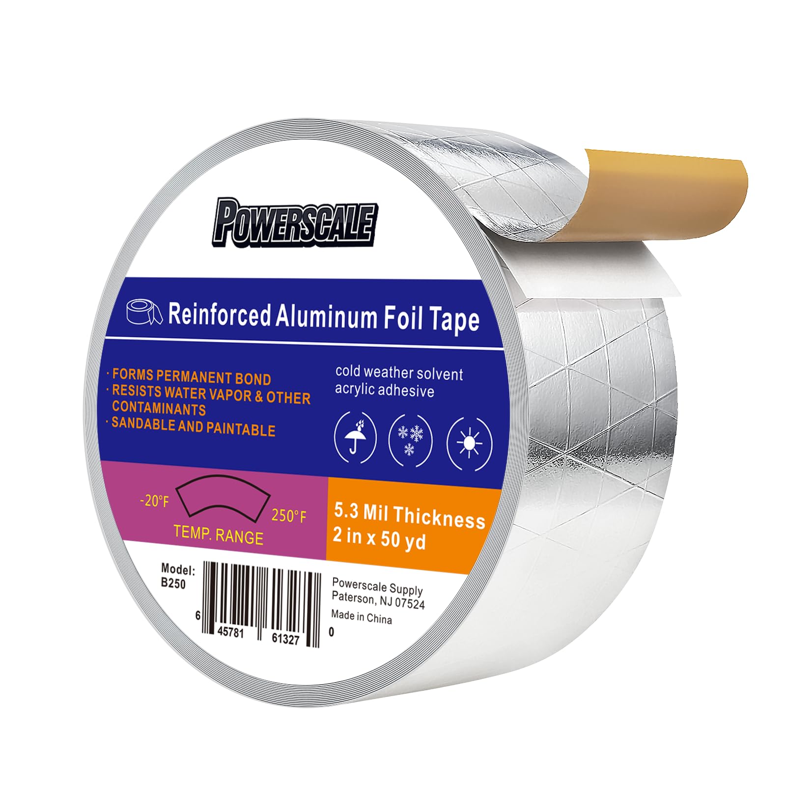 Aluminum Foil Tape – 2 Inch X 65 Feet, 3.9 Mil Thick, High-Temperature HVAC Tape, For Ductwork, Dryer Vents & Insulation