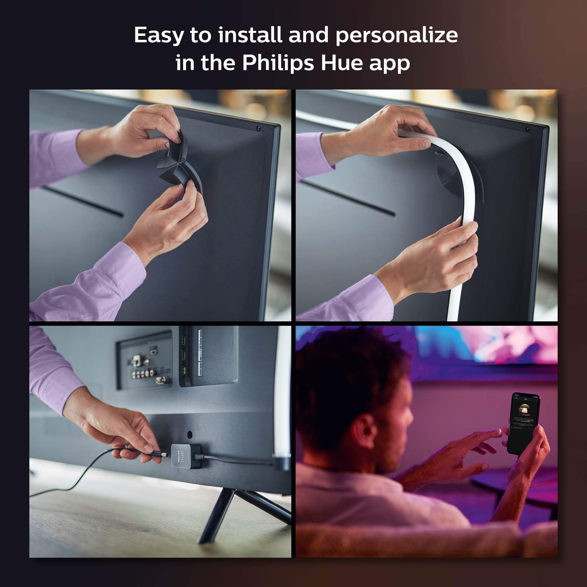 Philips Hue Play Tira De Luz Para TV Inteligente De 65 Pulgadas Tira 