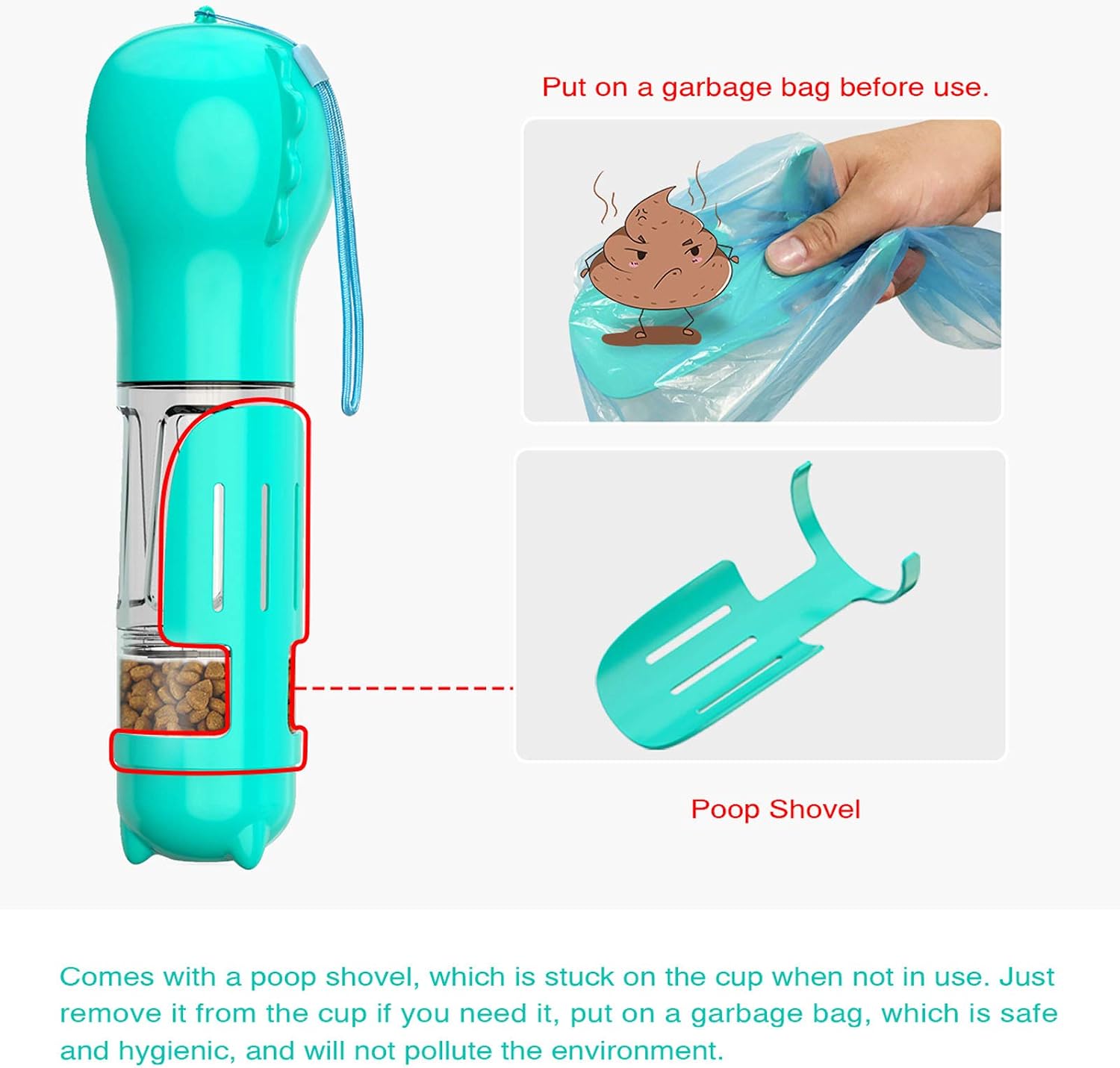 WR WPAIER Dog Water Bottle Walking, 4 in 1 Dogs Travel Water Bottle Dispenser with Food Container - Image 5