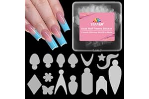 EBANKU 144PCS French Nail Forms Stickers Reusable Silicone Tip Stickers for Dual Nail Forms, Soft Manicure Stencil for Poly Gel Nail Mold