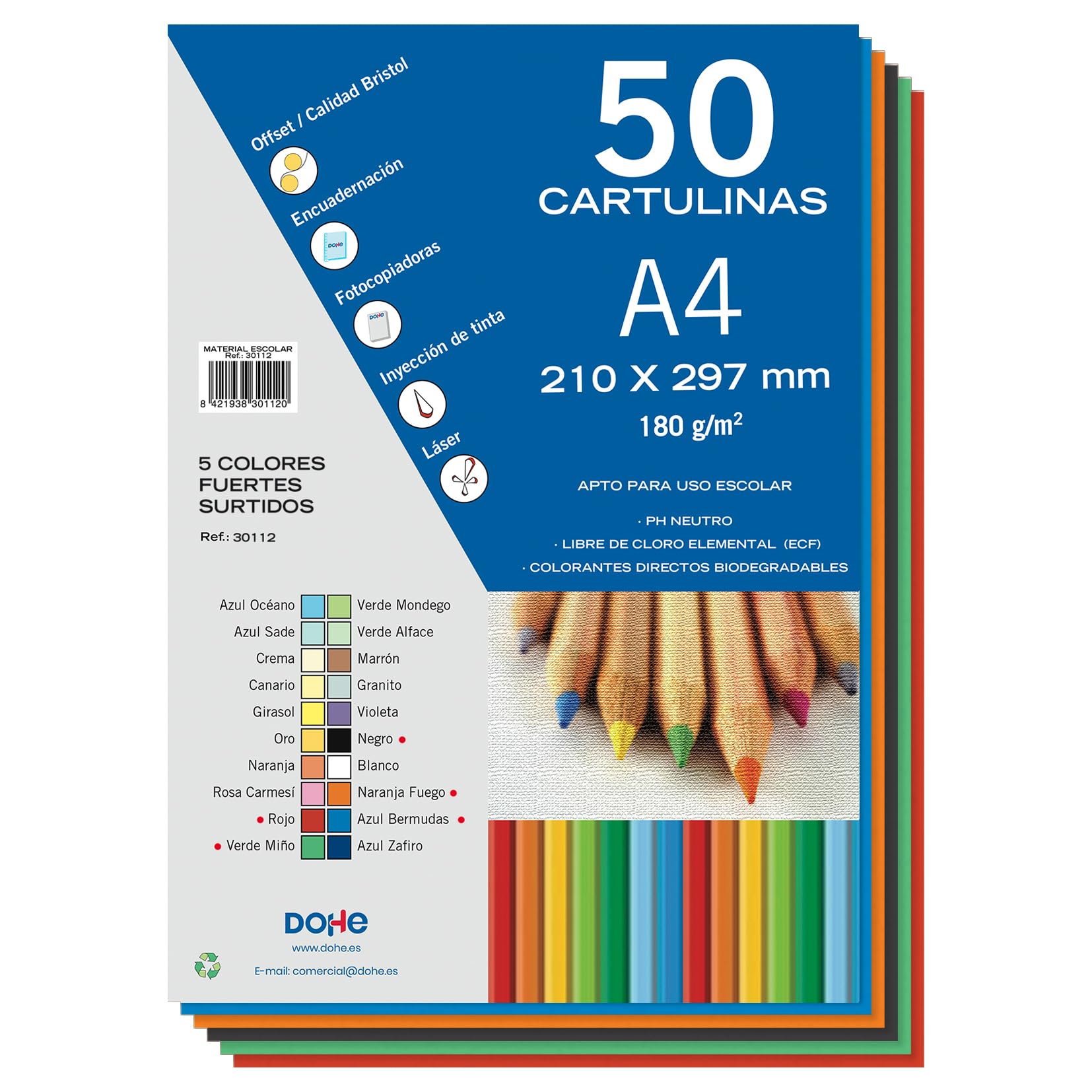 Dohe - Cardboard 50 Sheets in A4-5 Assorted Colors Strong