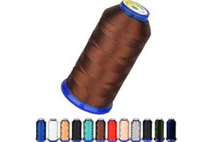 PESTOR Heavy Duty Thread 1800Yards Size T70#69 210D/3 All Purpose High Strength Polyester Sewing Thread for Weaves, Upholstery, Jeans and Weaving Hair, Drapery, Beading, Purses, Leather (Coffee)