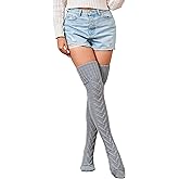 WODECASA Women's Cable Knitted Thigh High Socks Leg Warmers Extra Long Warm Over Knee High Winter Stockings