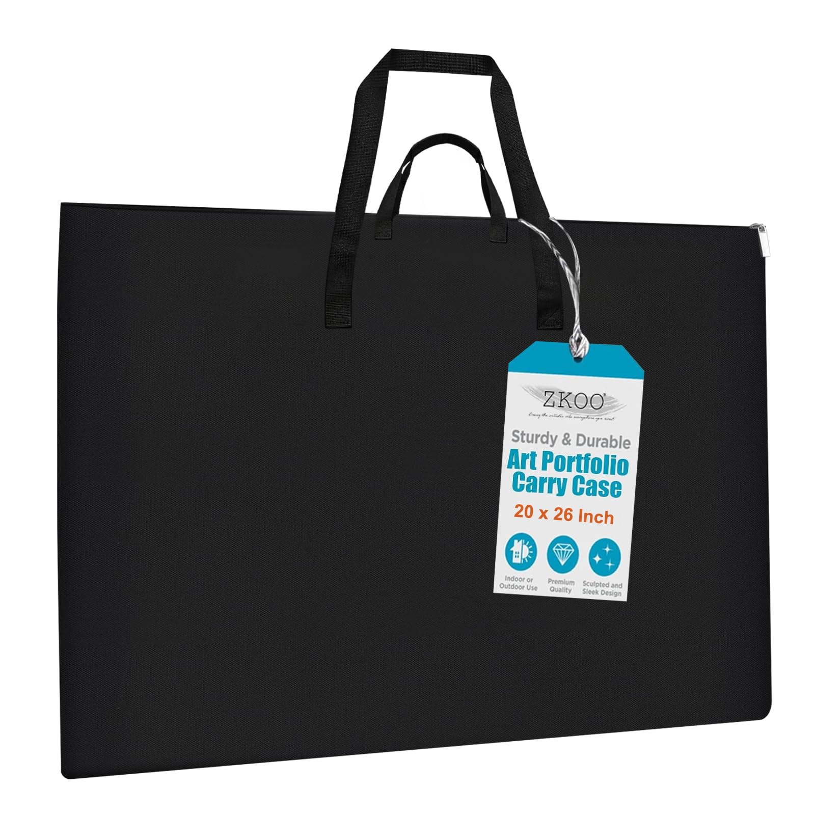 Photo 1 of ZKOO 20 x 26 Inch Art Portfolio Bag, Big Art Portfolio Case Light Weight Waterproof Poster Board Storage Bag, Artistic Collection Tote for Artwork, Poster, Sketch Drawing, Canvas (20"*26"-Black)