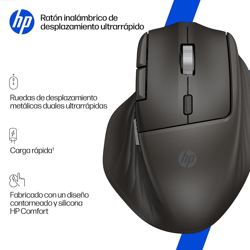 Rato Ergonómico Sem Fios 780M com Scroll Ultra Rápido, Super Capacitor Recarregável, 6K dpi, Bluetooth, Roda de Scroll Lateral, Multi Dispositivo, Compatível com Windows e Mac