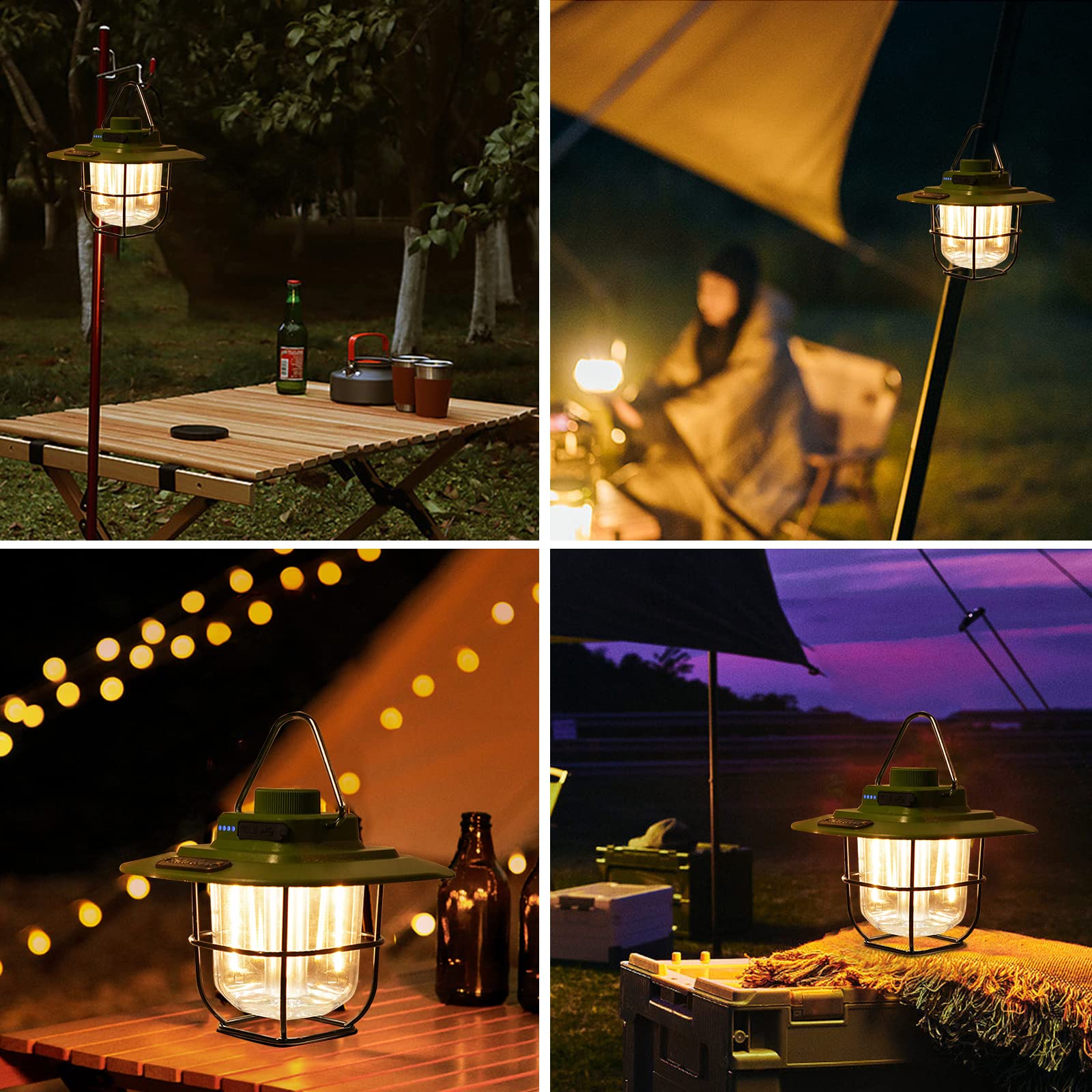 LED Campinglampe Aufladbar Dimmbar Vintage Wasserdicht Campinglaterne Akku Campingleuchte Laterne Campinglicht für Camping Wandern Notfall Angeln Stromausfällen 3