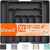 Lifewit Silverware Drawer Organizer, Expandable Utensil Organizer for Kitchen Drawers, Adjustable Cutlery and Flatware Tray, 