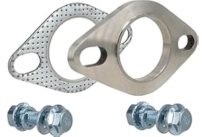 SHINTONES 1.88 Inch 2 Bolt Exhaust Flange and Gasket,Stainless Steel Exhaust Flange Connection Set with Flange Bolts and Nuts (48mm)
