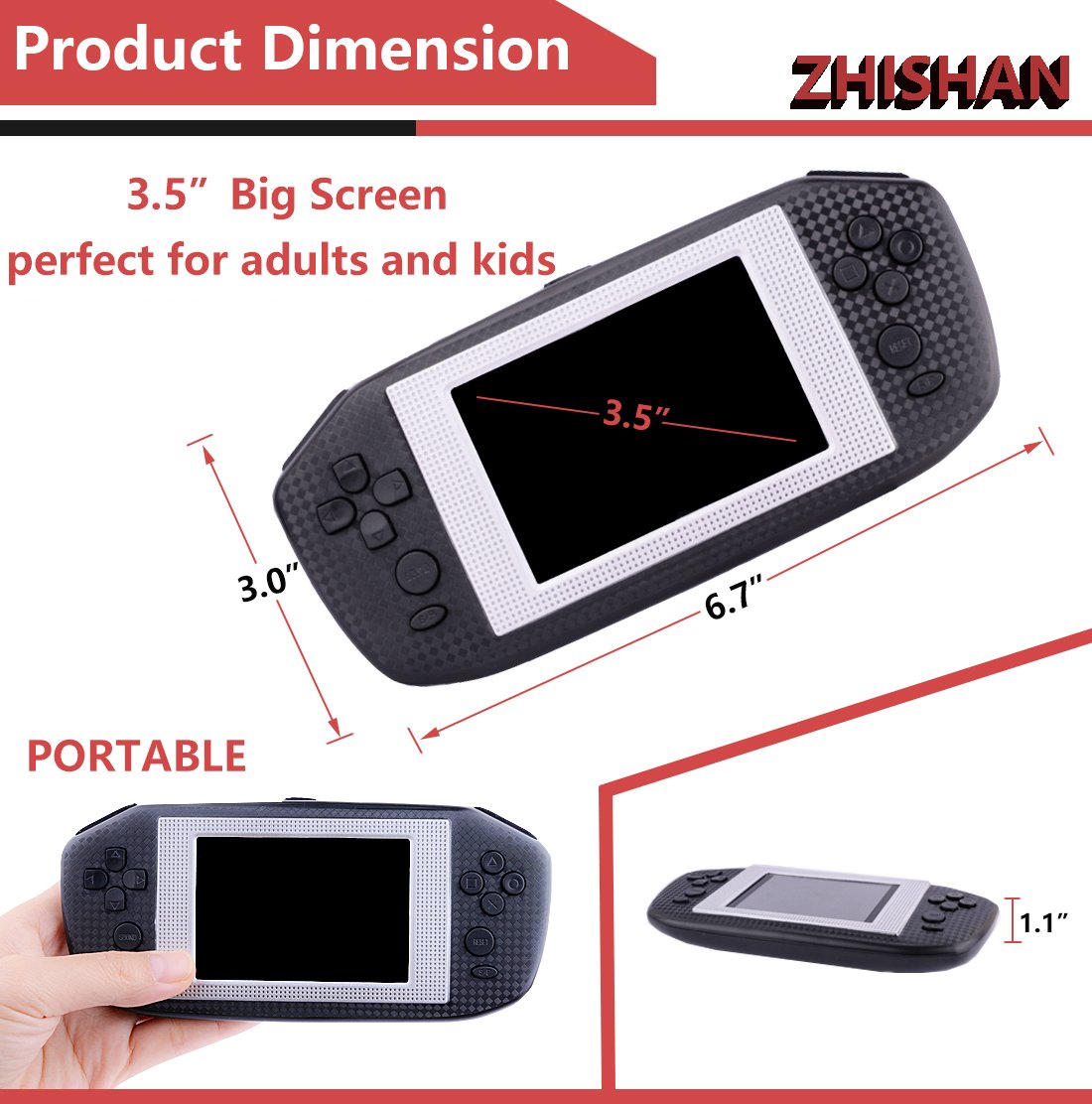 ZHISHAN Portable Handheld Game Console Gaming Player Birthday Gift for