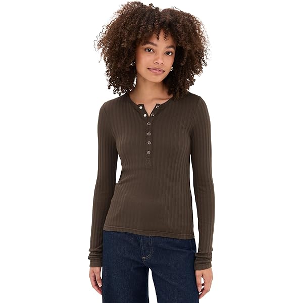 【新品】AMERICANA THERMAL BACK HENLEY NECK◆ AMO Women's Thermal Henley Tee, Tea Leaf, XS at Amazon Women's